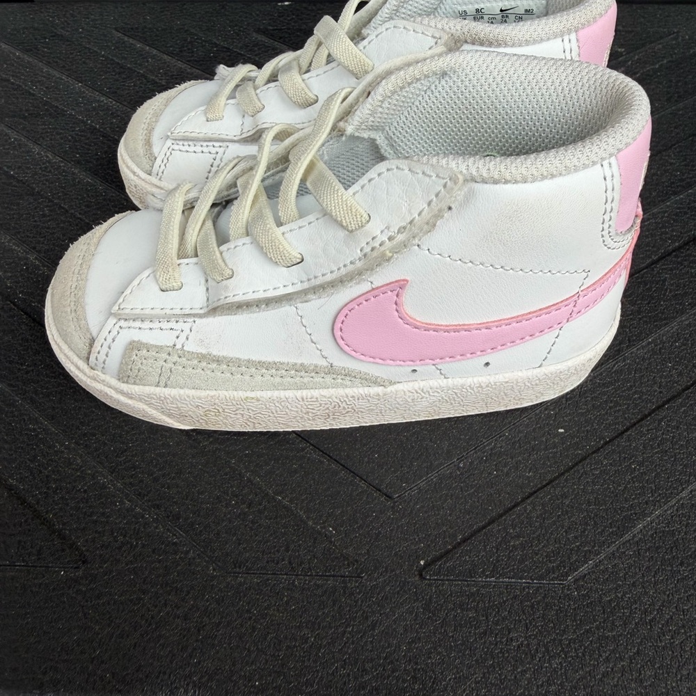 Nike Kids White and Pink High-Top Sneakers